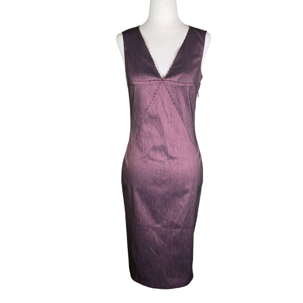 Max Studio by Leon Max Sleeveless Burgundy Sheath Dress V-Neck Size 4